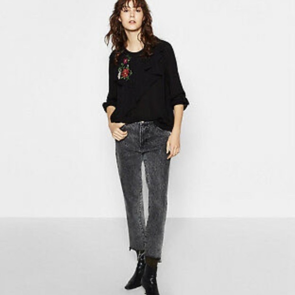 Zara Double Frill Embroidered Blouse - Picture 3 of 8